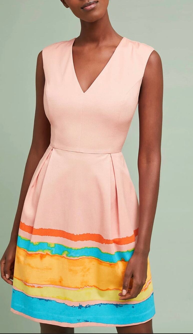 Anthropologie Tracy Reese Mini Dress Pink Painterly Fit & Flare New size 6